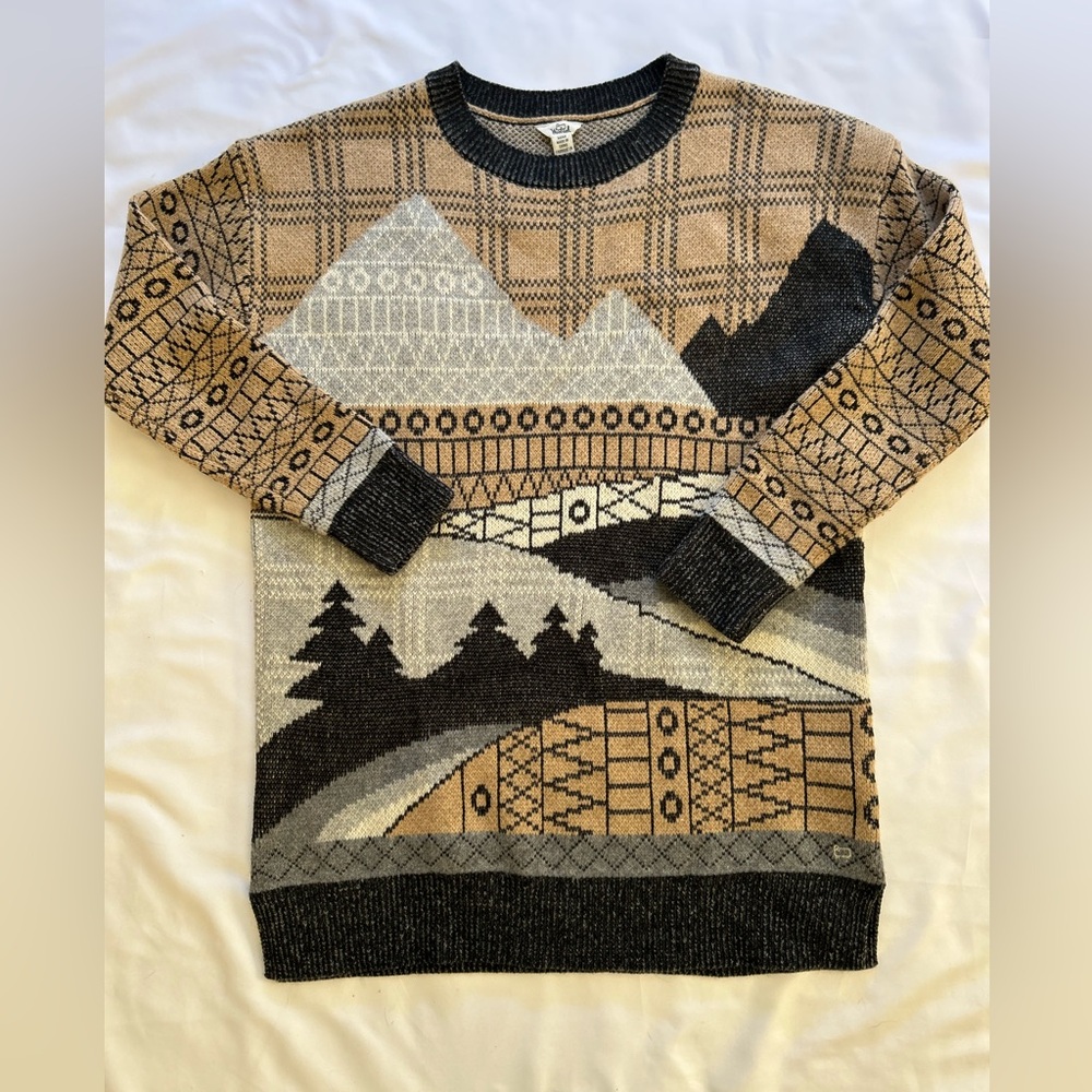 Woolrich Vintage Wool  Nature Forest Graphic Sweater. Size M. Great Shape!